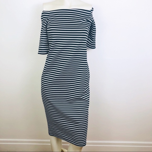 J. Jill Wearever Striped Off The Shoulder Dress - Picture 2 of 4